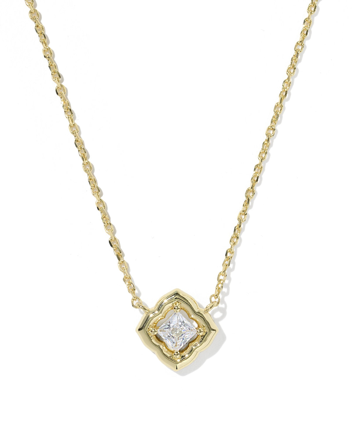 Kendra Scott Mallory Crystal Short Pendant Necklace Gold White