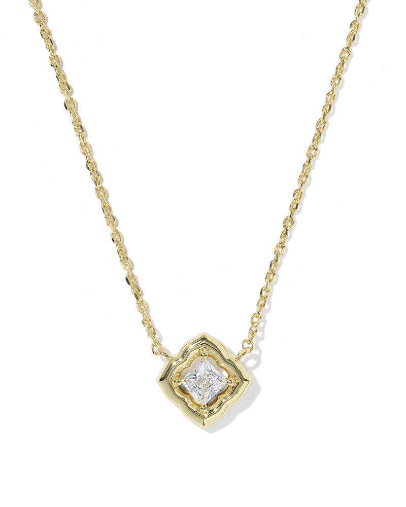 Kendra Scott Mallory Crystal Short Pendant Necklace Gold White