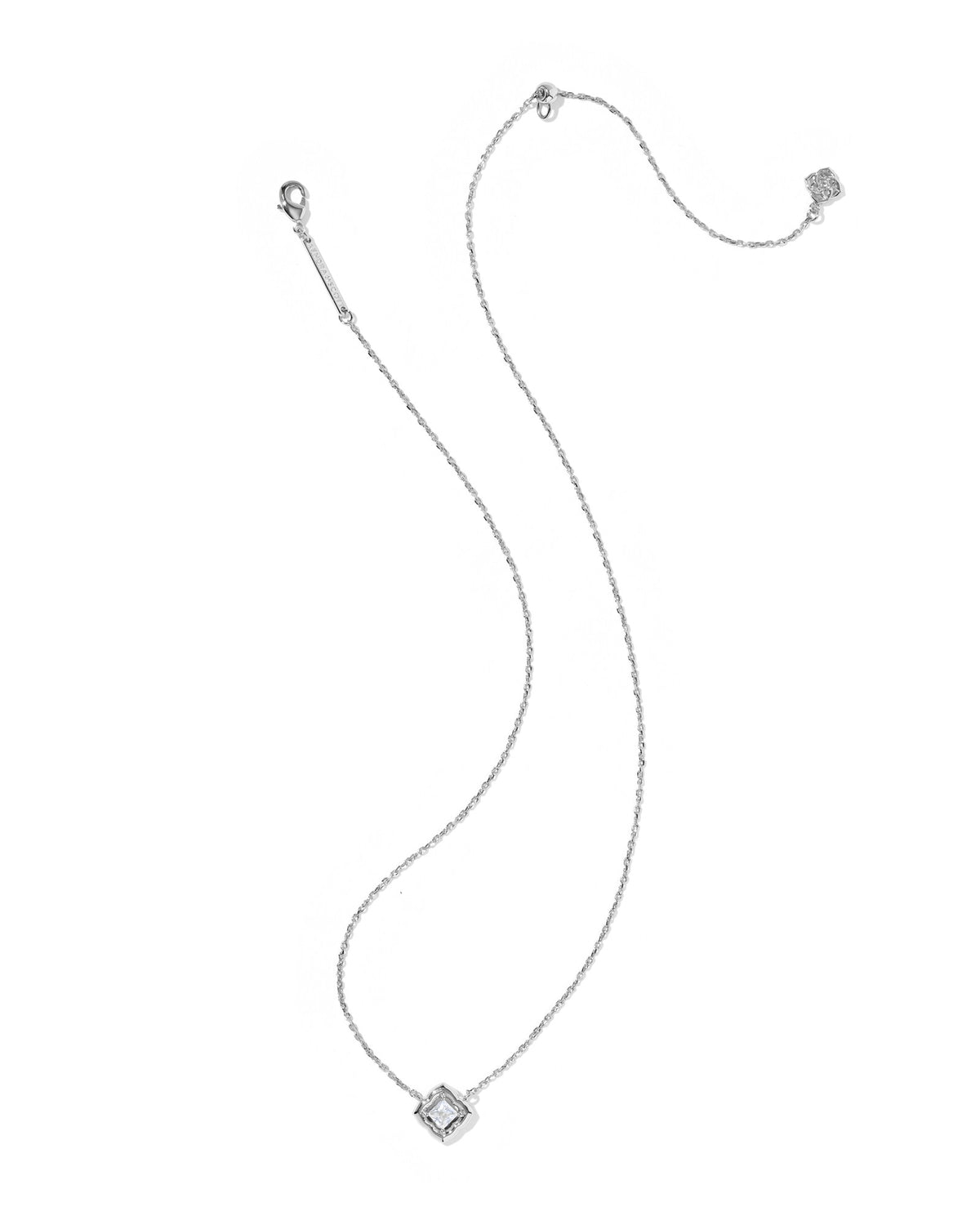 Kendra Scott Mallory Crystal Short Pendant Necklace Silver White