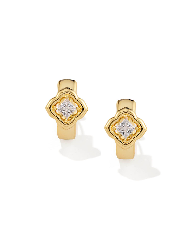 Kendra Scott Mallory Huggies Crystal Gold White