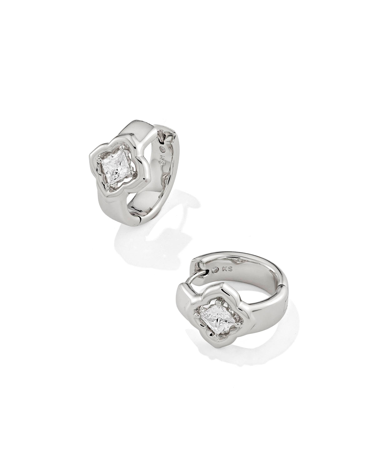 Kendra Scott Mallory Huggies Crystal Silver White