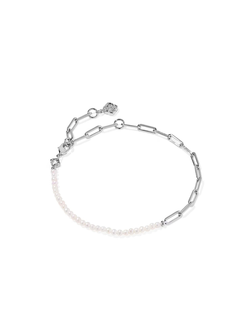 Kendra Scott Markie Silver Half Chain Bracelet Freshwater Pearl