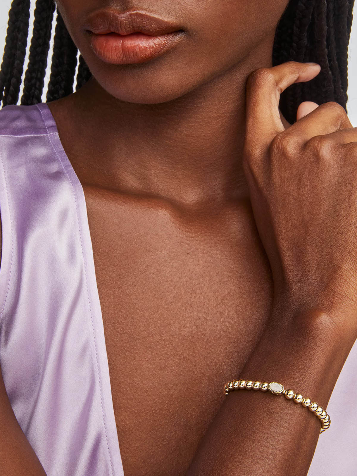Kendra Scott Mini Elaina Gold Stretch Bracelet in Iridescent Drusy