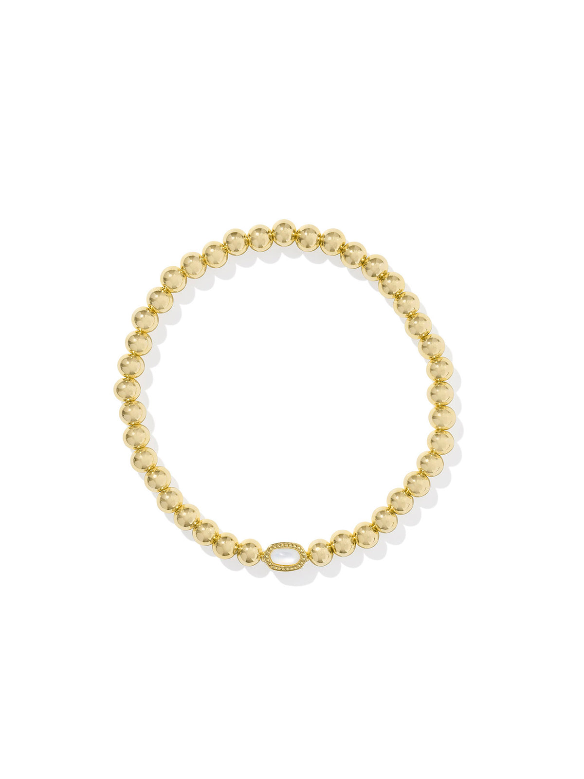 Kendra Scott Mini Elaina Gold Stretch Bracelet in Ivory Mother-of-Pearl