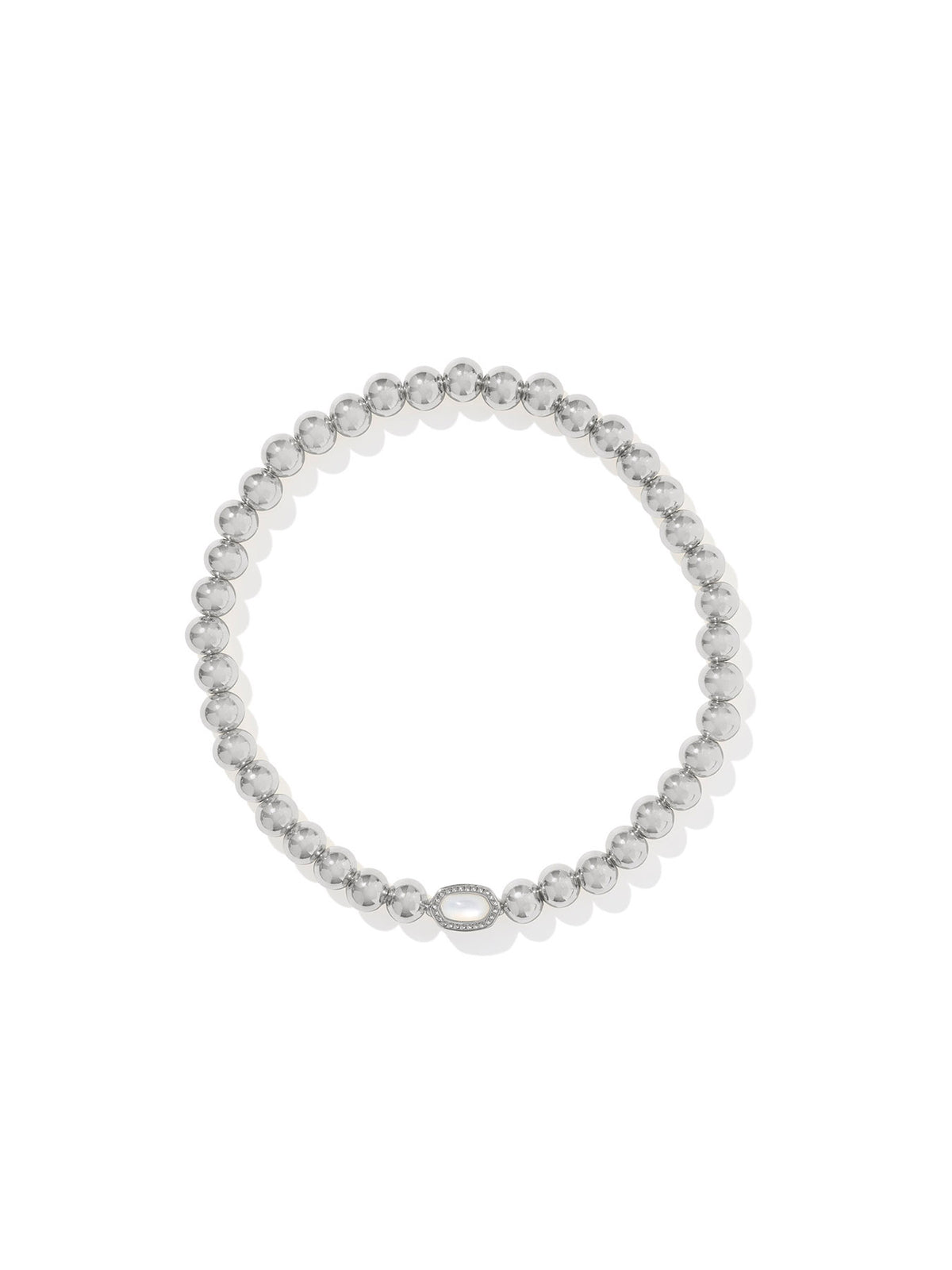 Kendra Scott Mini Elaina Silver Stretch Bracelet in Ivory Mother-of-Pearl