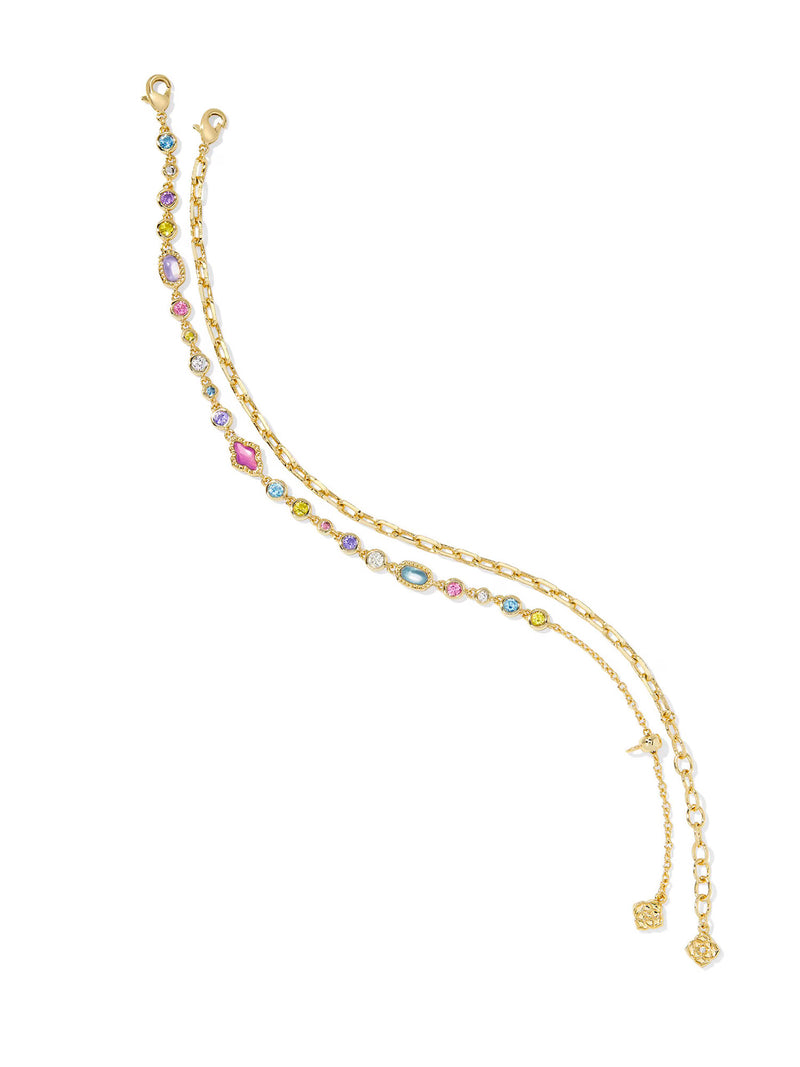 Kendra Scott Mini Elisa & Abbie Gold Set of 2 Chain Bracelets in Multi Mix
