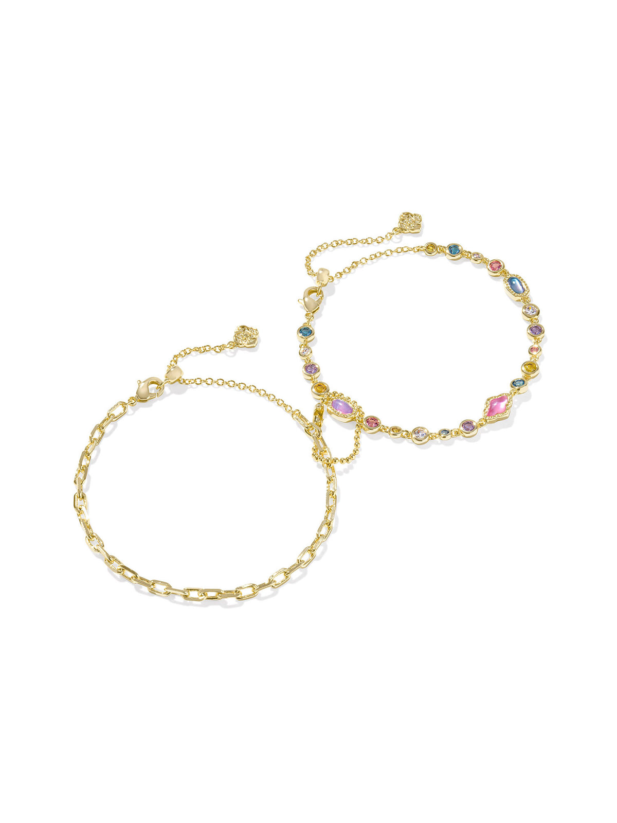 Kendra Scott Mini Elisa & Abbie Gold Set of 2 Chain Bracelets in Multi Mix
