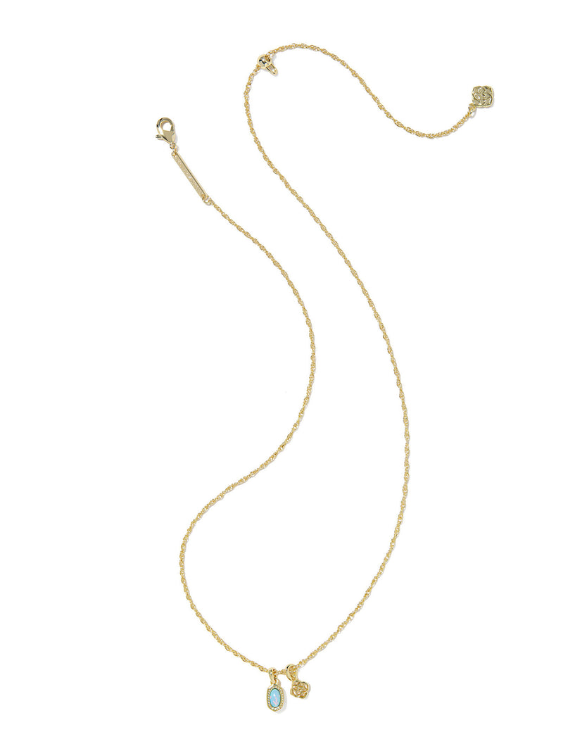 Kendra Scott Mini Elisa & Dira Gold Necklace in Blue Lab Grown Opal