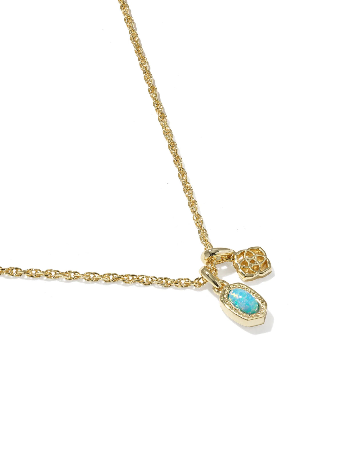Kendra Scott Mini Elisa & Dira Gold Necklace in Blue Lab Grown Opal