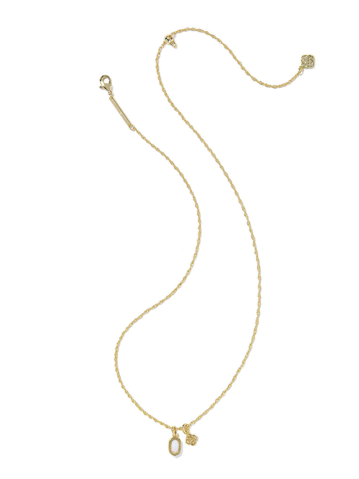 Kendra Scott Mini Elisa & Dira Gold Necklace in Bright White Lab Grown Opal