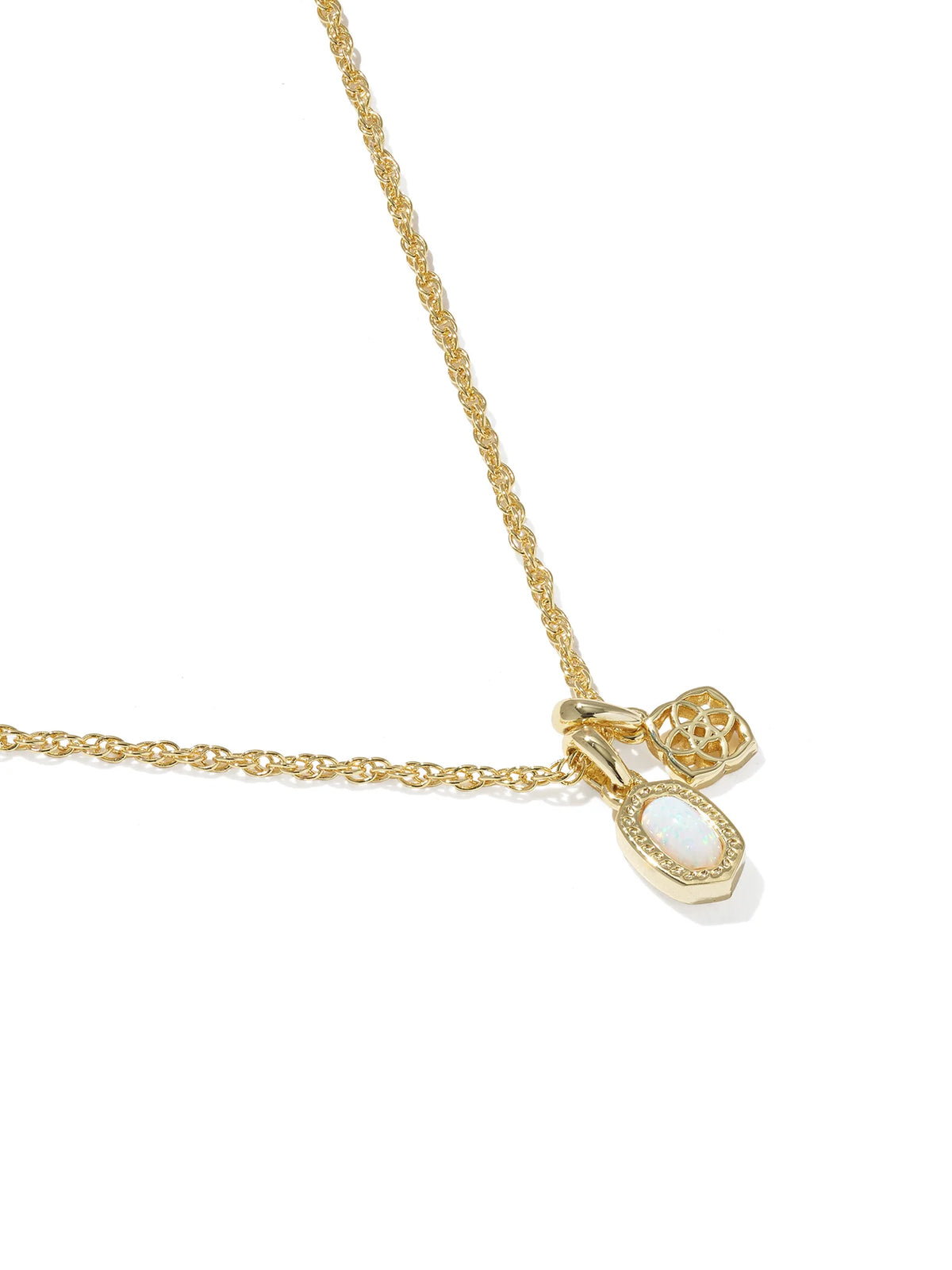 Kendra Scott Mini Elisa & Dira Gold Necklace in Bright White Lab Grown Opal