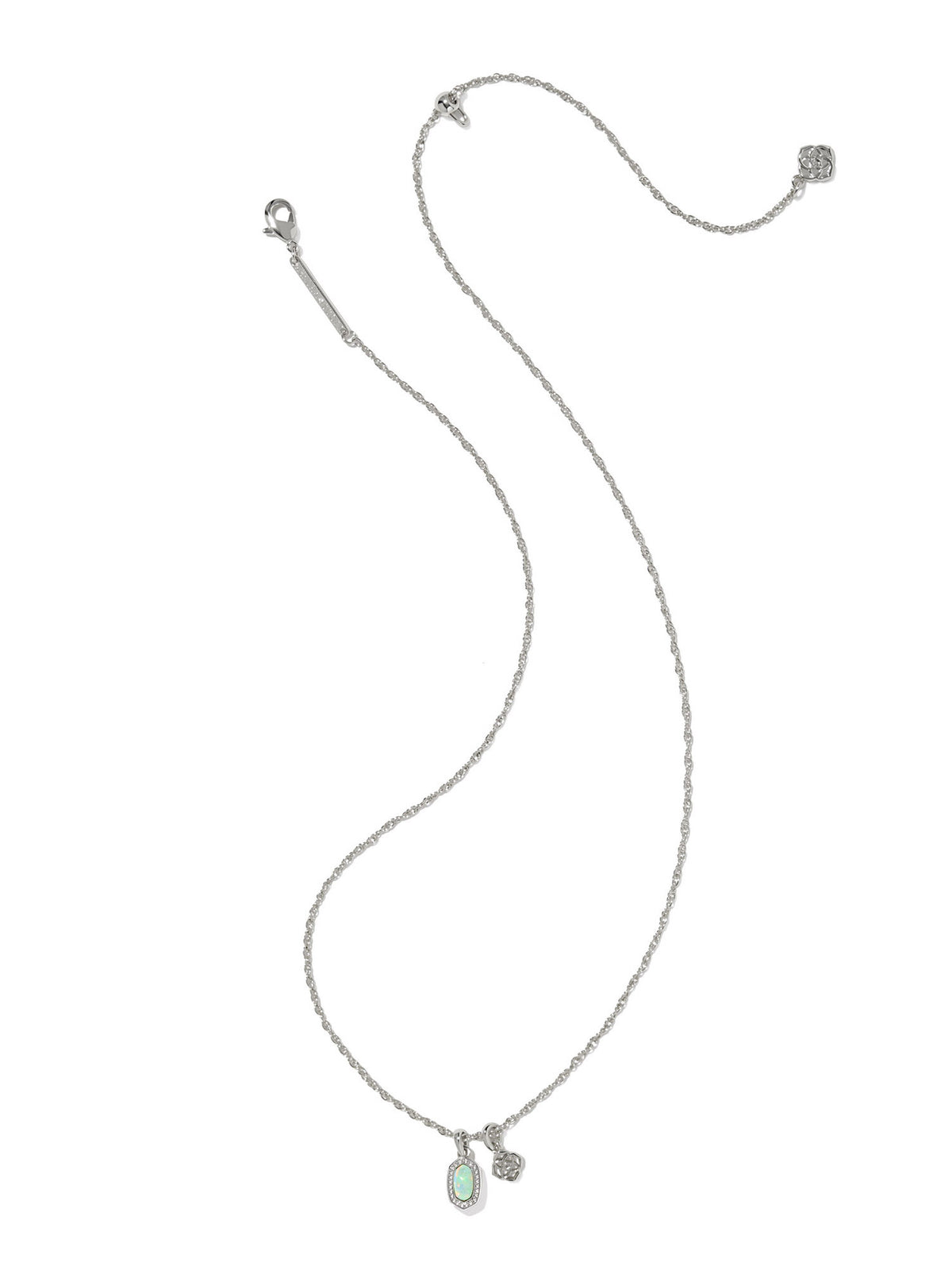 Kendra Scott Mini Elisa & Dira Silver Necklace in Green Lab Grown Opal