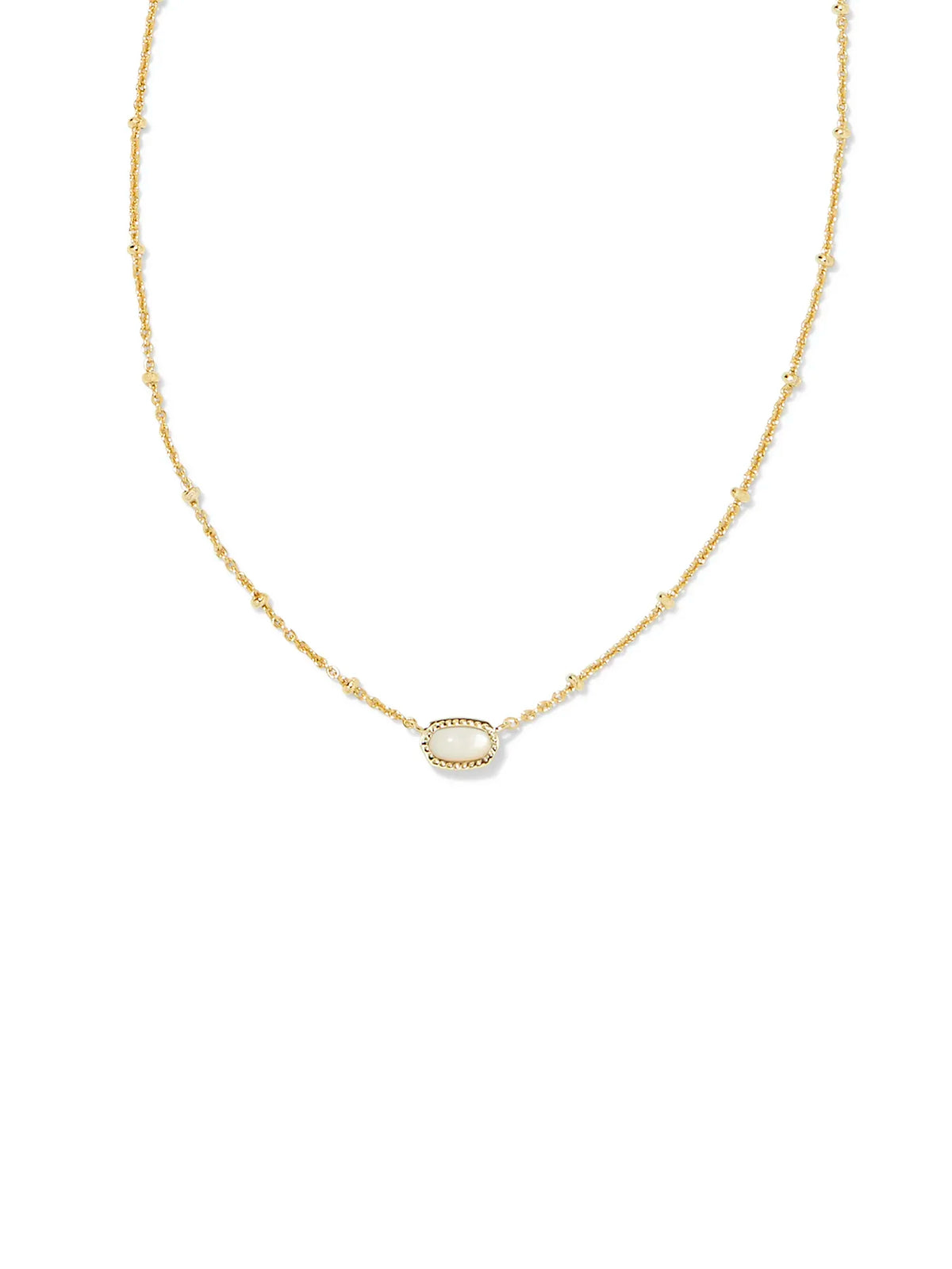 Kendra Scott Mini Elisa Gold Satellite Short Pendant Necklace in Ivory Mother-of-Pearl