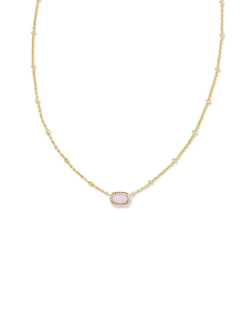 Kendra Scott Mini Elisa Gold Satellite Short Pendant Necklace in Pink Opalite Crystal
