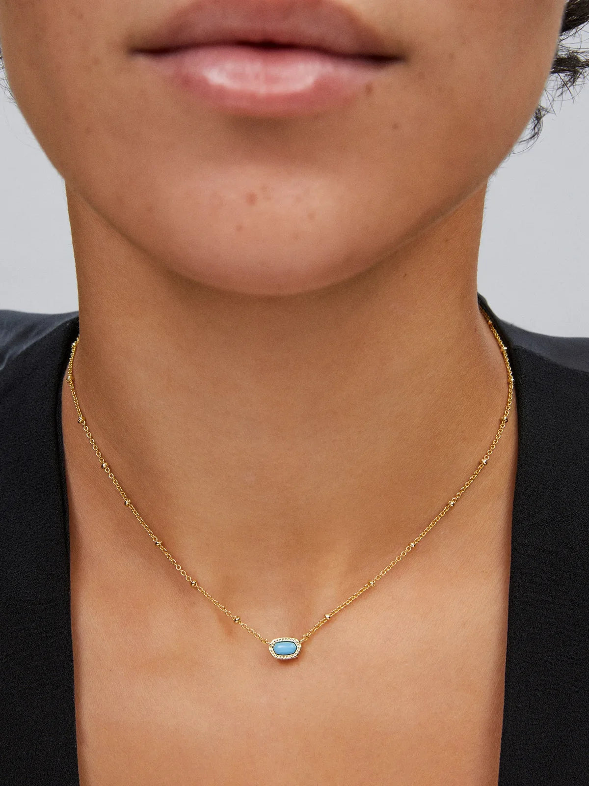 Kendra Scott Mini Elisa Gold Satellite Short Pendant Necklace in Turquoise Magnesite