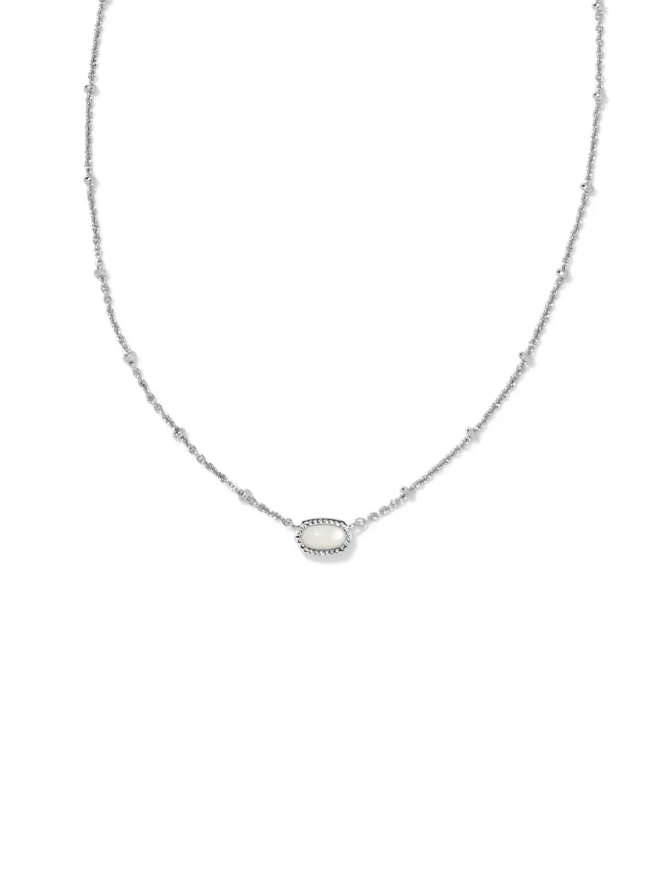 Kendra Scott Mini Elisa Silver Satellite Short Pendant Necklace in Ivory Mother-of-Pearl