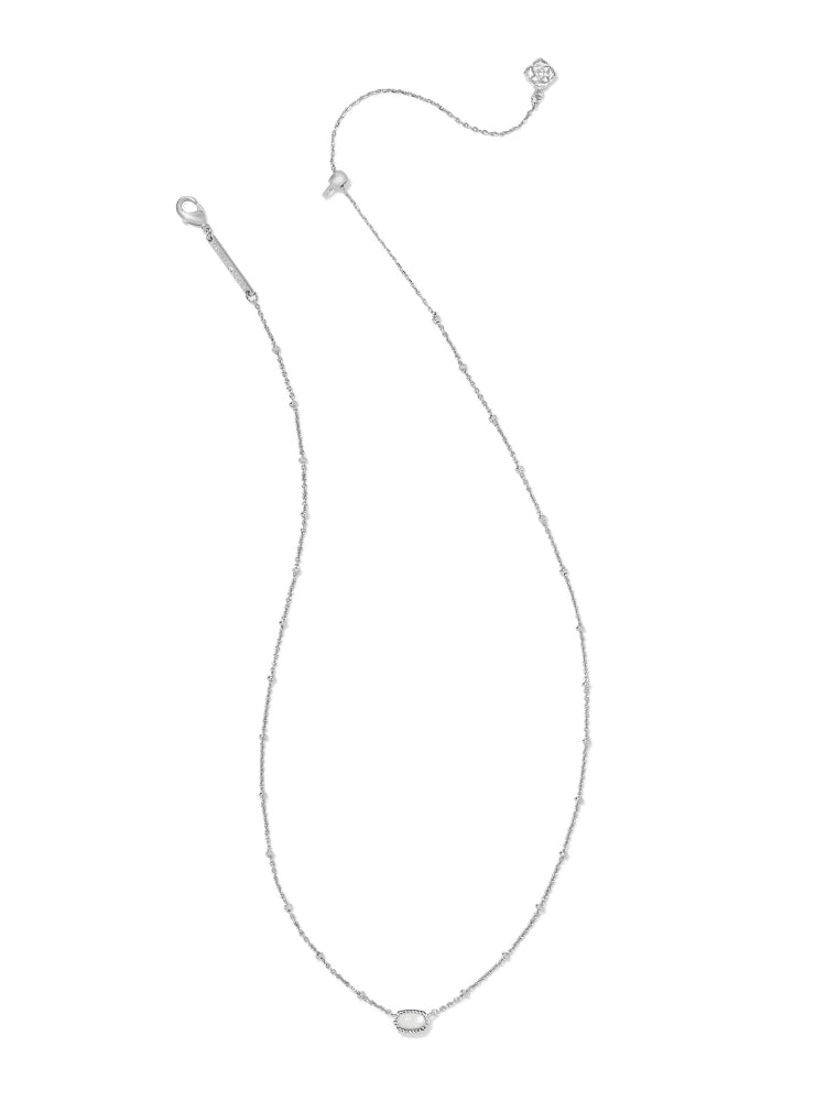 Kendra Scott Mini Elisa Silver Satellite Short Pendant Necklace in Ivory Mother-of-Pearl