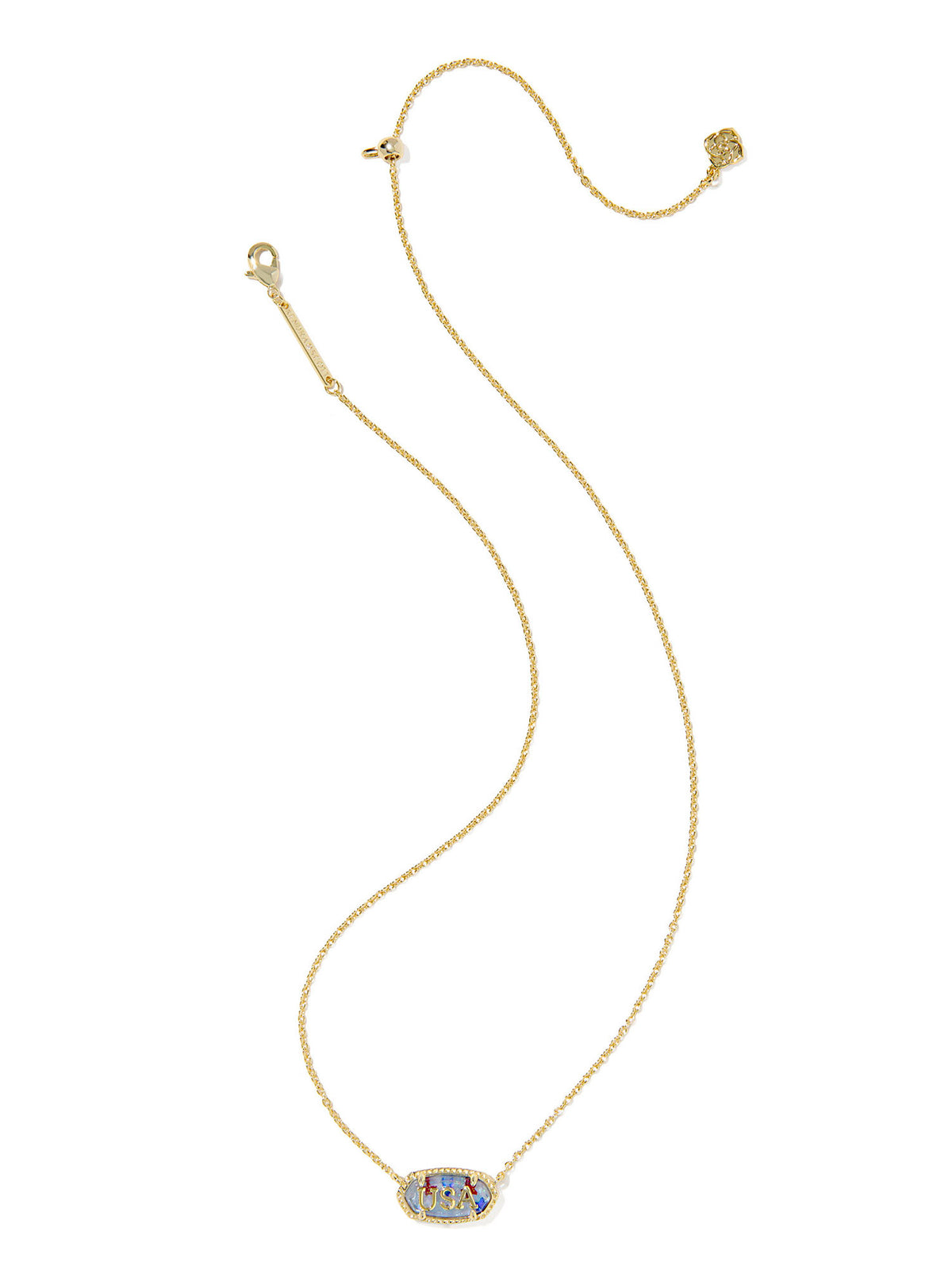 Kendra Scott Elisa USA Gold Short Pendant Necklace in Red, White & Blue Star Illusion
