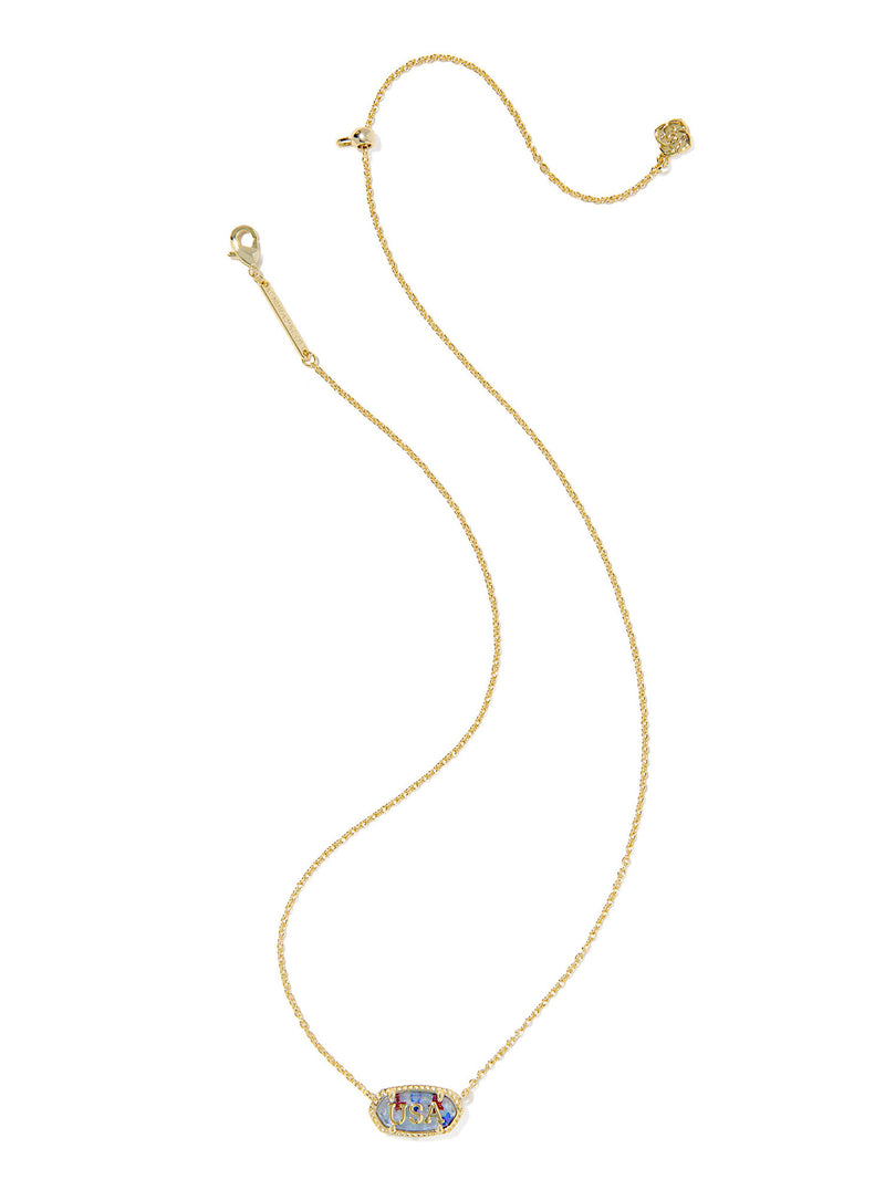 Kendra Scott Elisa USA Gold Short Pendant Necklace in Red, White & Blue Star Illusion
