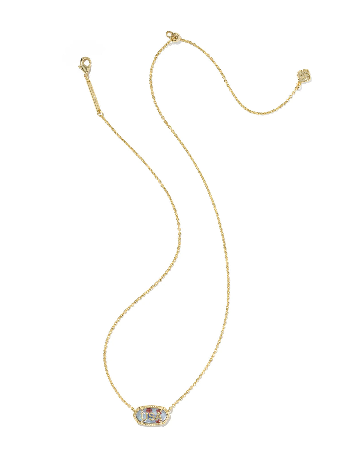 Kendra Scott Elisa USA Gold Short Pendant Necklace in Red, White & Blue Star Illusion