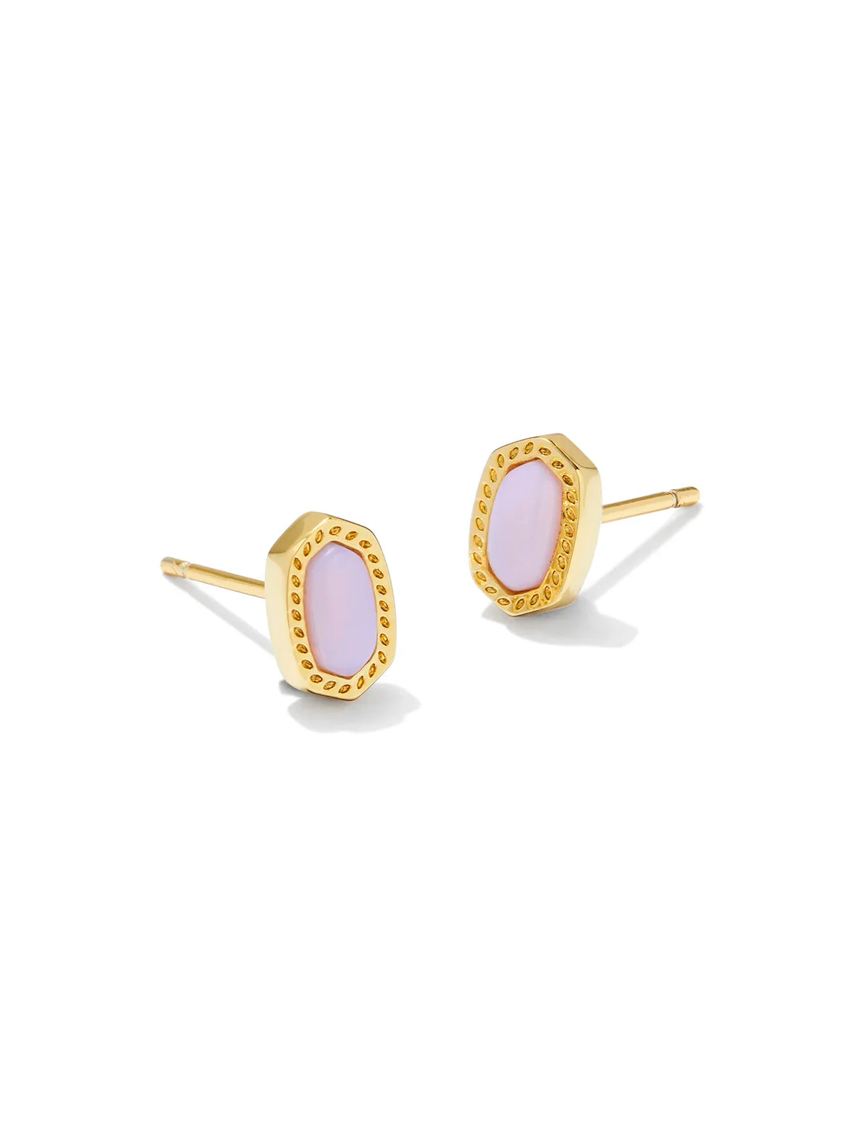 Kendra Scott Mini Ellie Gold Stud Earrings in Pink Opalite Crystal
