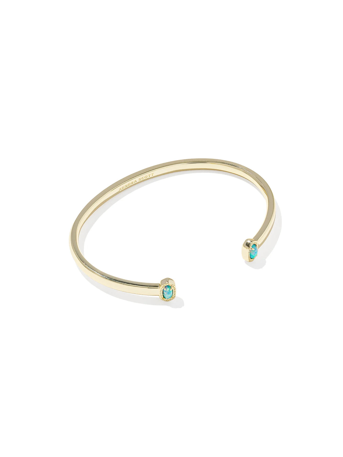 Kendra Scott Mini Elton Gold Cuff Bracelet in Light Blue Lab Grown Opal