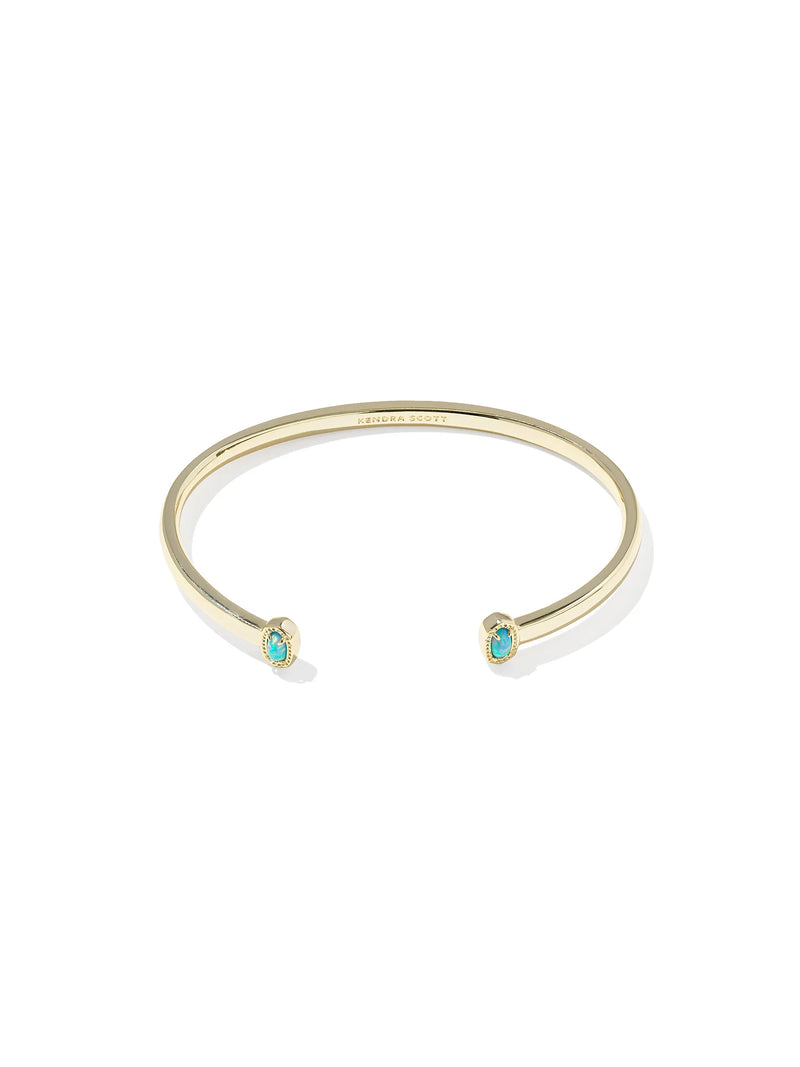 Kendra Scott Mini Elton Gold Cuff Bracelet in Light Blue Lab Grown Opal