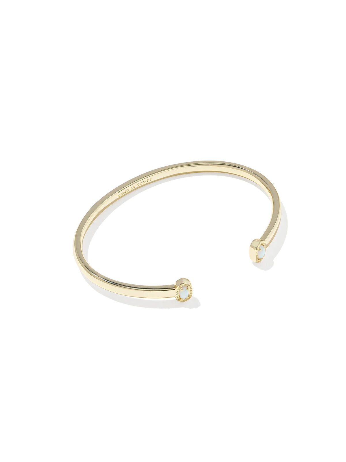 Kendra Scott Mini Elton Gold Cuff Bracelet in Bright White Lab Grown Opal