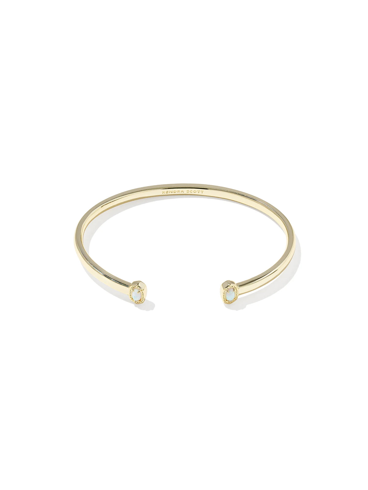 Kendra Scott Mini Elton Gold Cuff Bracelet in Bright White Lab Grown Opal