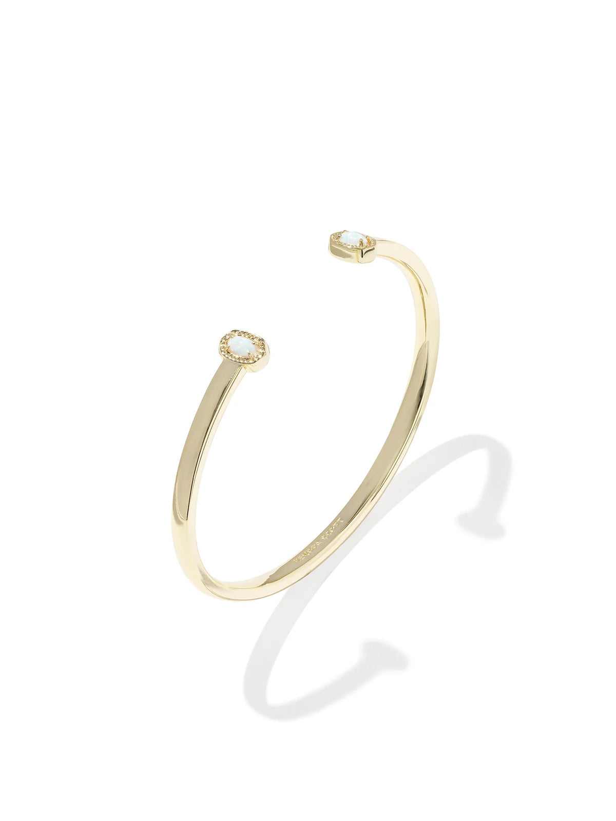 Kendra Scott Mini Elton Gold Cuff Bracelet in Bright White Lab Grown Opal