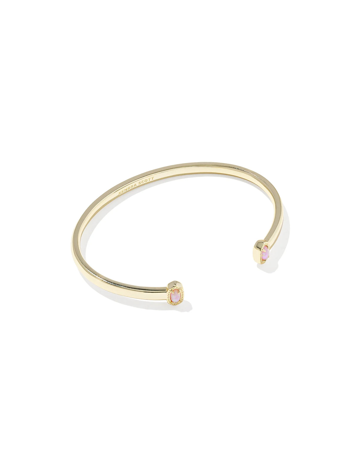 Kendra Scott Mini Elton Gold Cuff Bracelet in Light Pink Lab Grown Opal