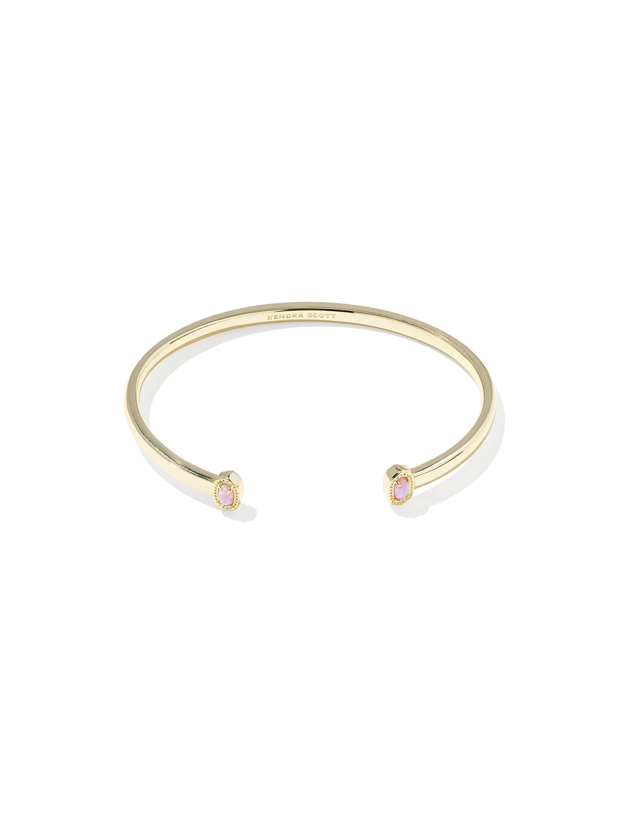 Kendra Scott Mini Elton Gold Cuff Bracelet in Light Pink Lab Grown Opal