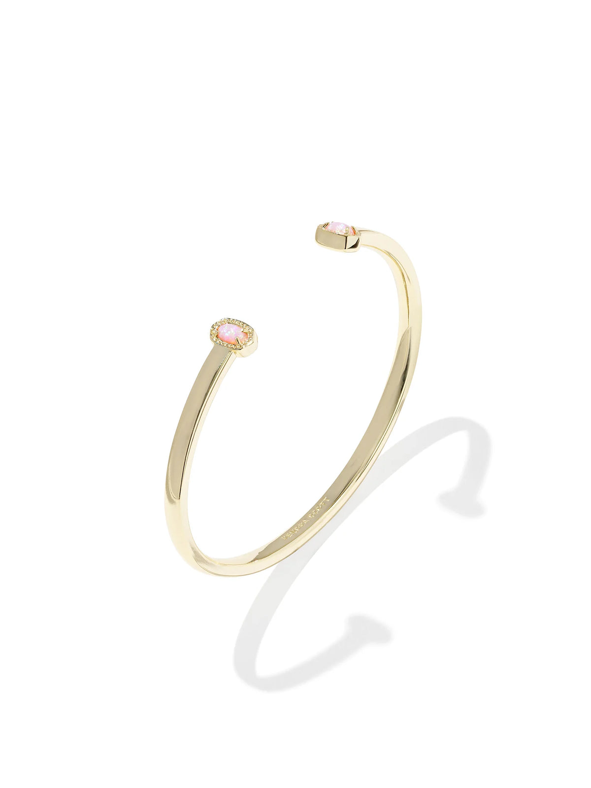 Kendra Scott Mini Elton Gold Cuff Bracelet in Light Pink Lab Grown Opal