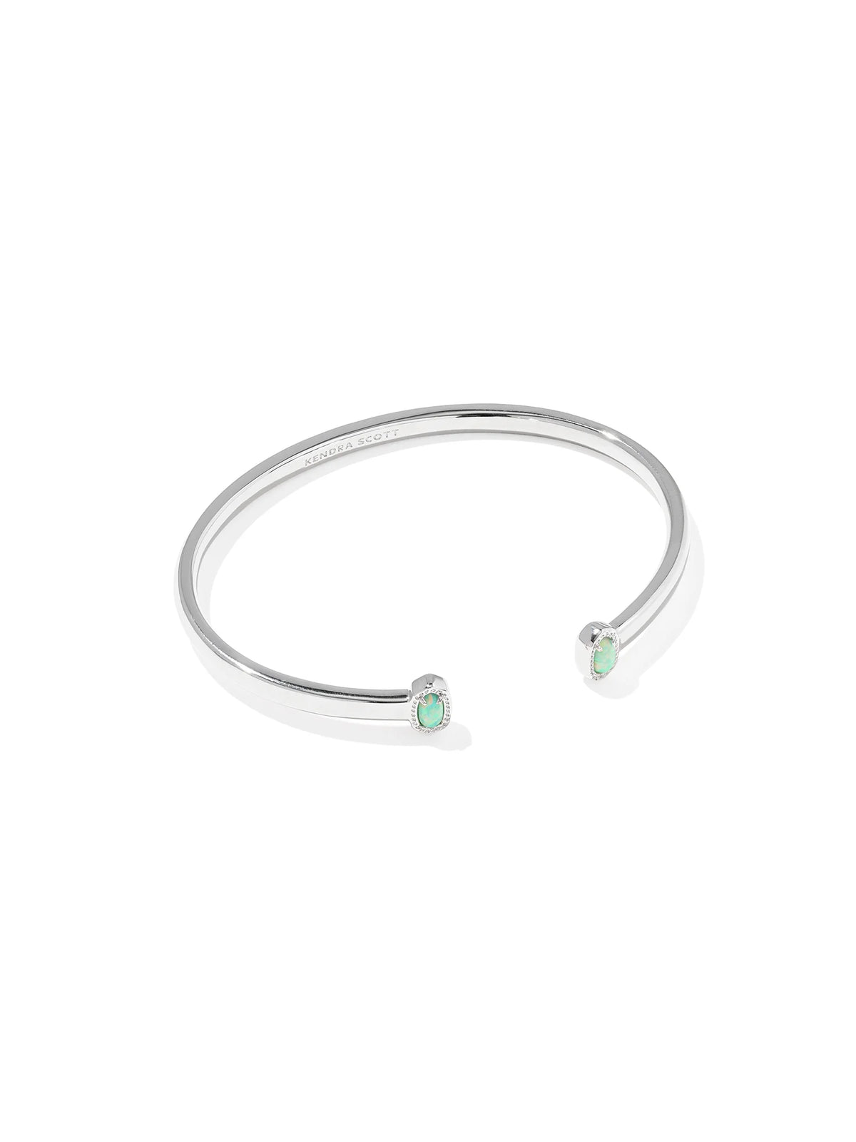 Kendra Scott Mini Elton Silver Cuff Bracelet in Green Lab Grown Opal