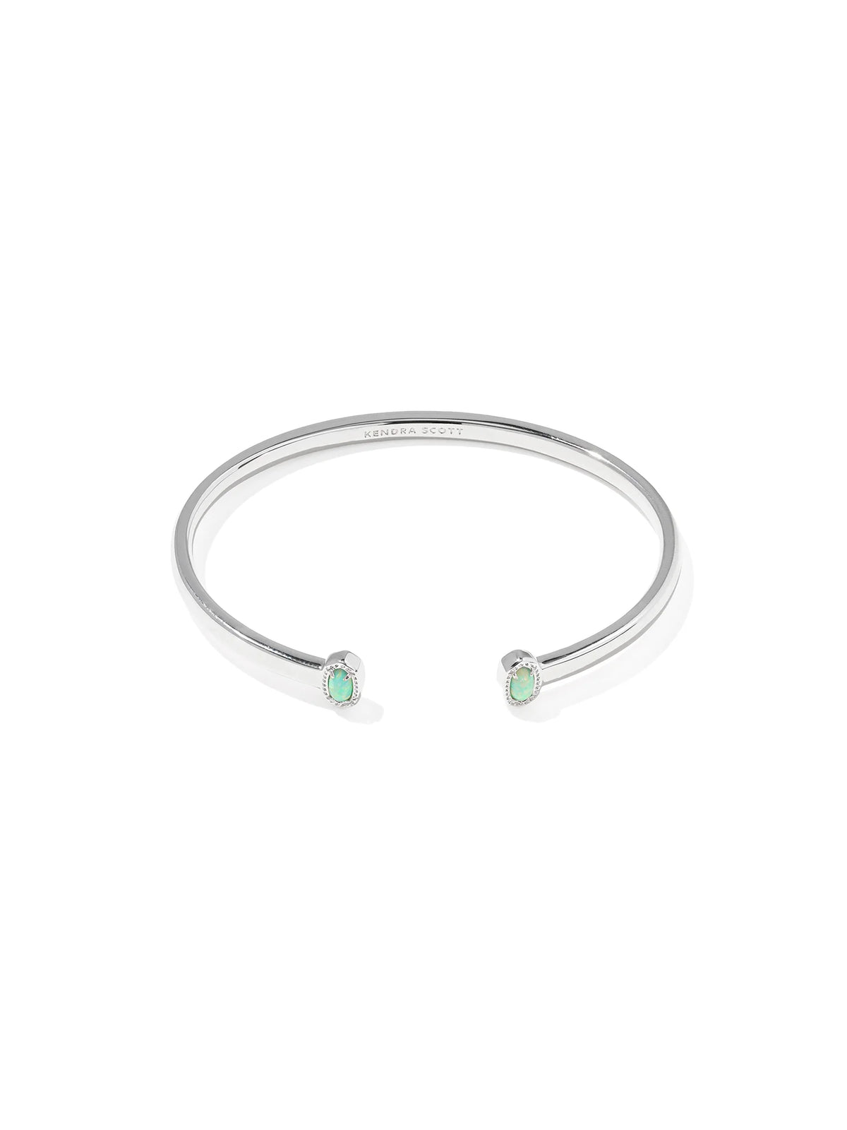 Kendra Scott Mini Elton Silver Cuff Bracelet in Green Lab Grown Opal