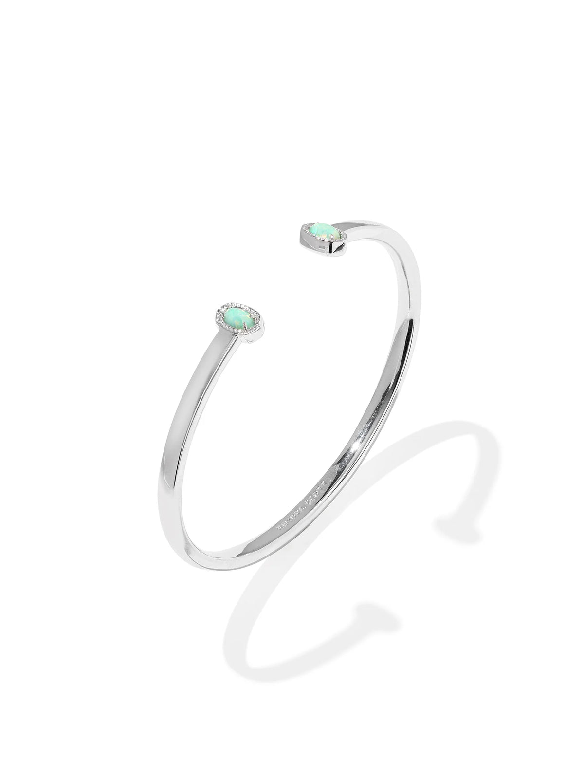Kendra Scott Mini Elton Silver Cuff Bracelet in Green Lab Grown Opal