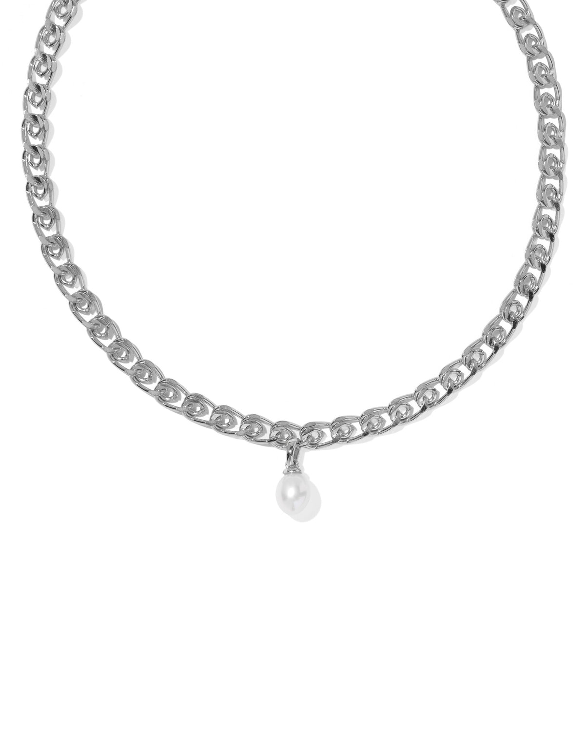 Kendra Scott Oakland Pearl Short Pendant Necklace Silver