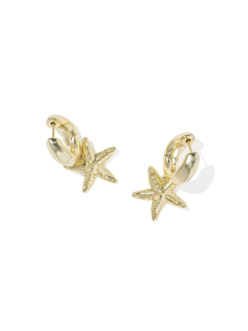 Kendra Scott Parker Starfish Gold Huggie Earrings