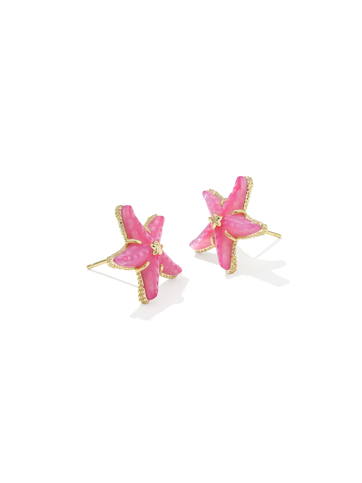 Kendra Scott Parker Starfish Gold Stud Earrings in Bright Pink Mother-of-Pearl