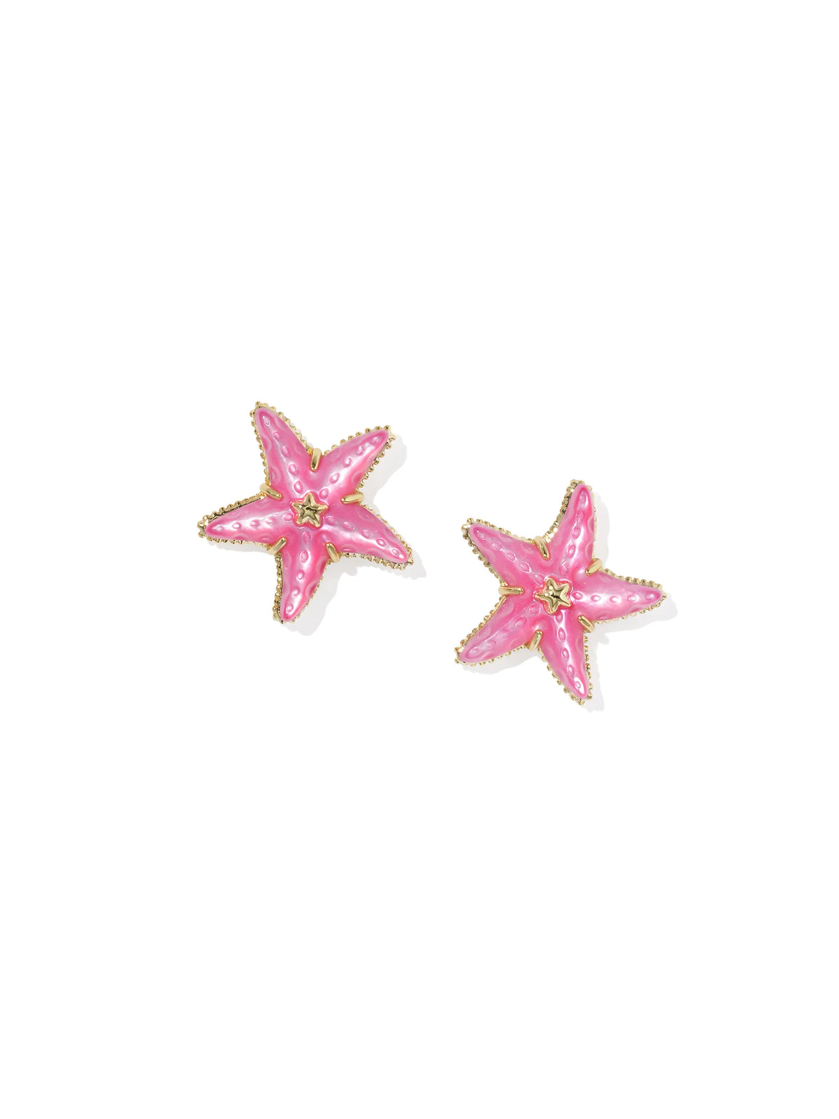 Kendra Scott Parker Starfish Gold Stud Earrings in Bright Pink Mother-of-Pearl