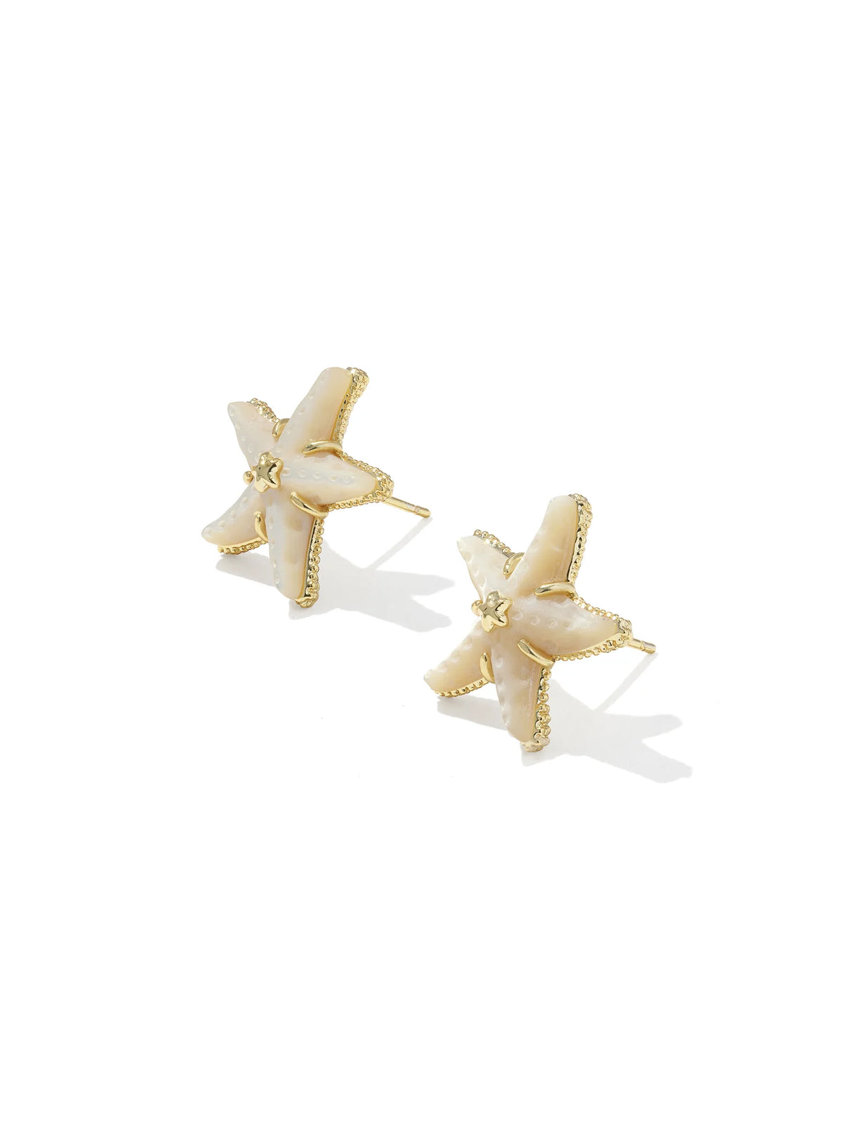 Kendra Scott Parker Starfish Gold Stud Earrings in Natural Mother-of-Pearl