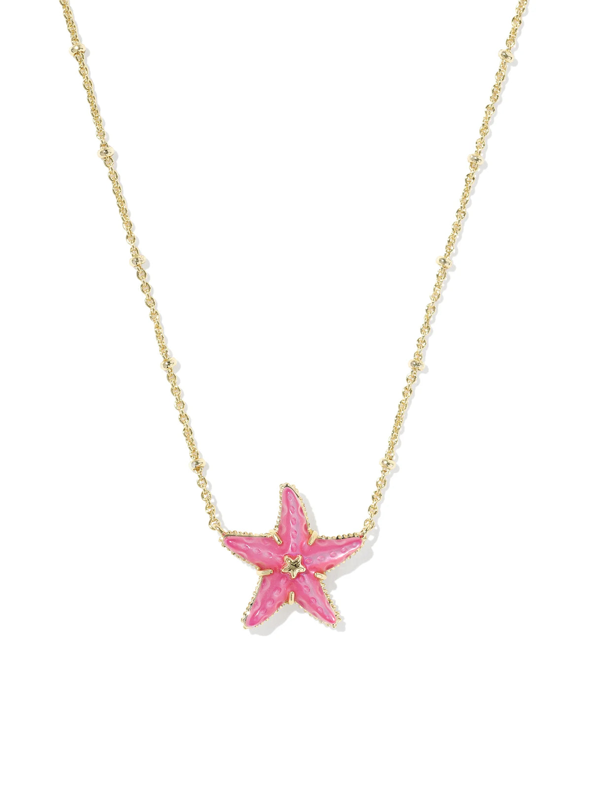 Kendra Scott Parker Starfish Gold Short Pendant Necklace in Bright Pink Mother-of-Pearl