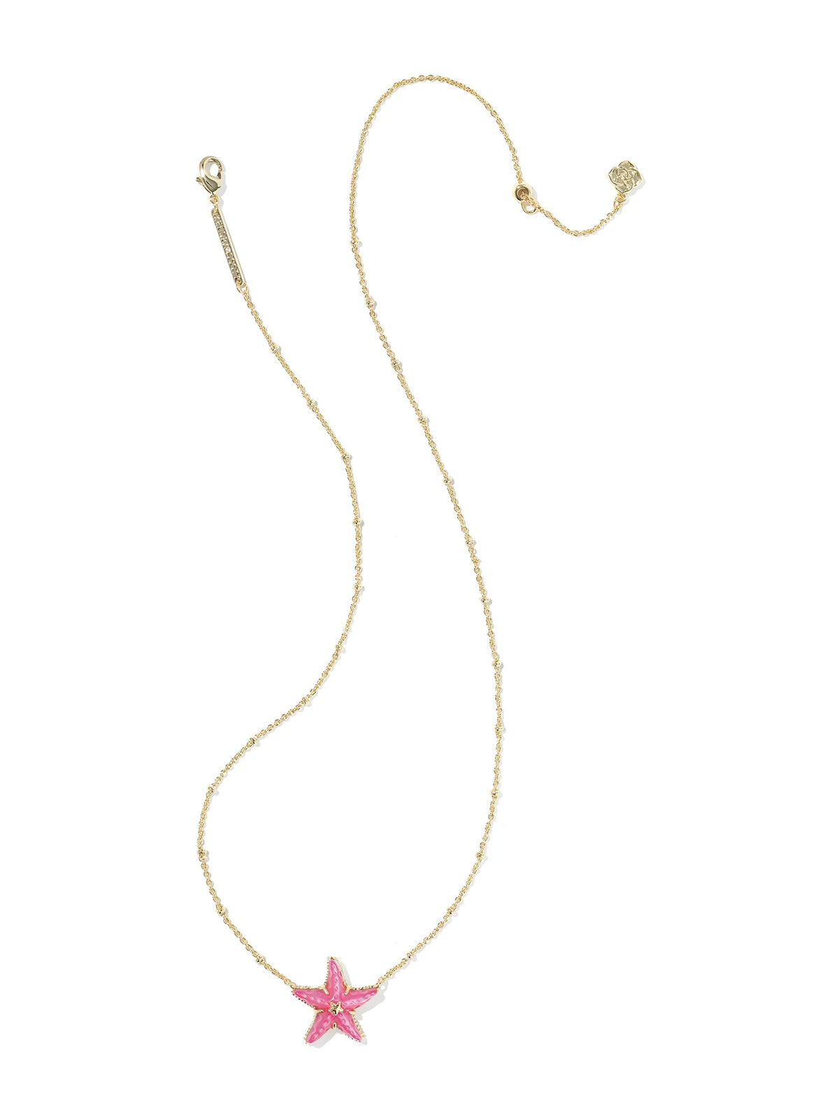 Kendra Scott Parker Starfish Gold Short Pendant Necklace in Bright Pink Mother-of-Pearl