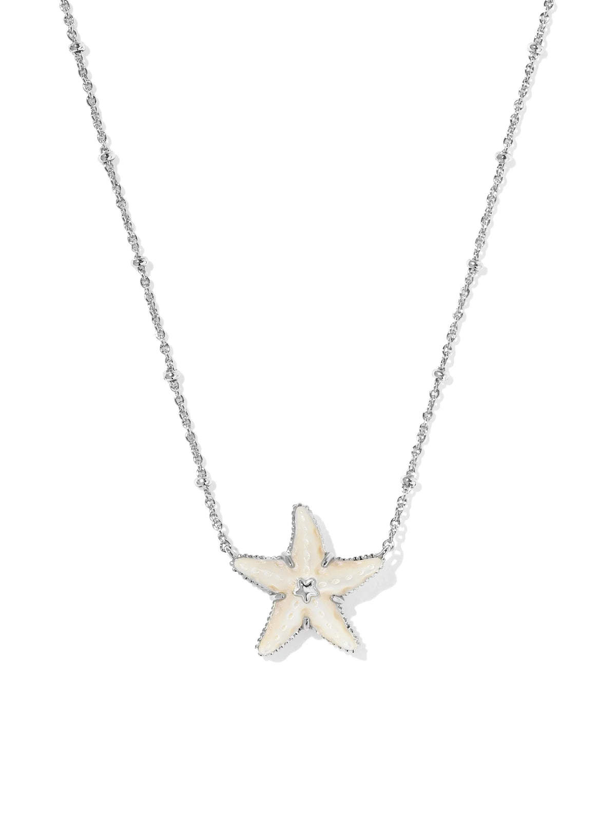 Kendra Scott Parker Starfish Silver Short Pendant Necklace in Natural Mother-of-Pearl