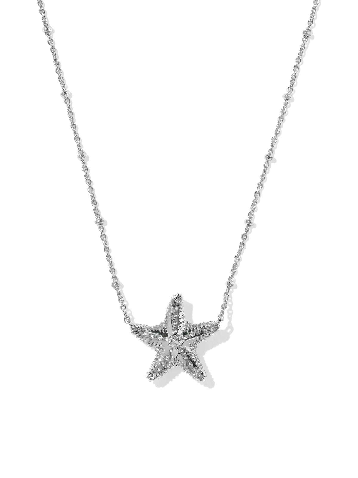 Kendra Scott Parker Starfish Silver Short Pendant Necklace in Natural Mother-of-Pearl