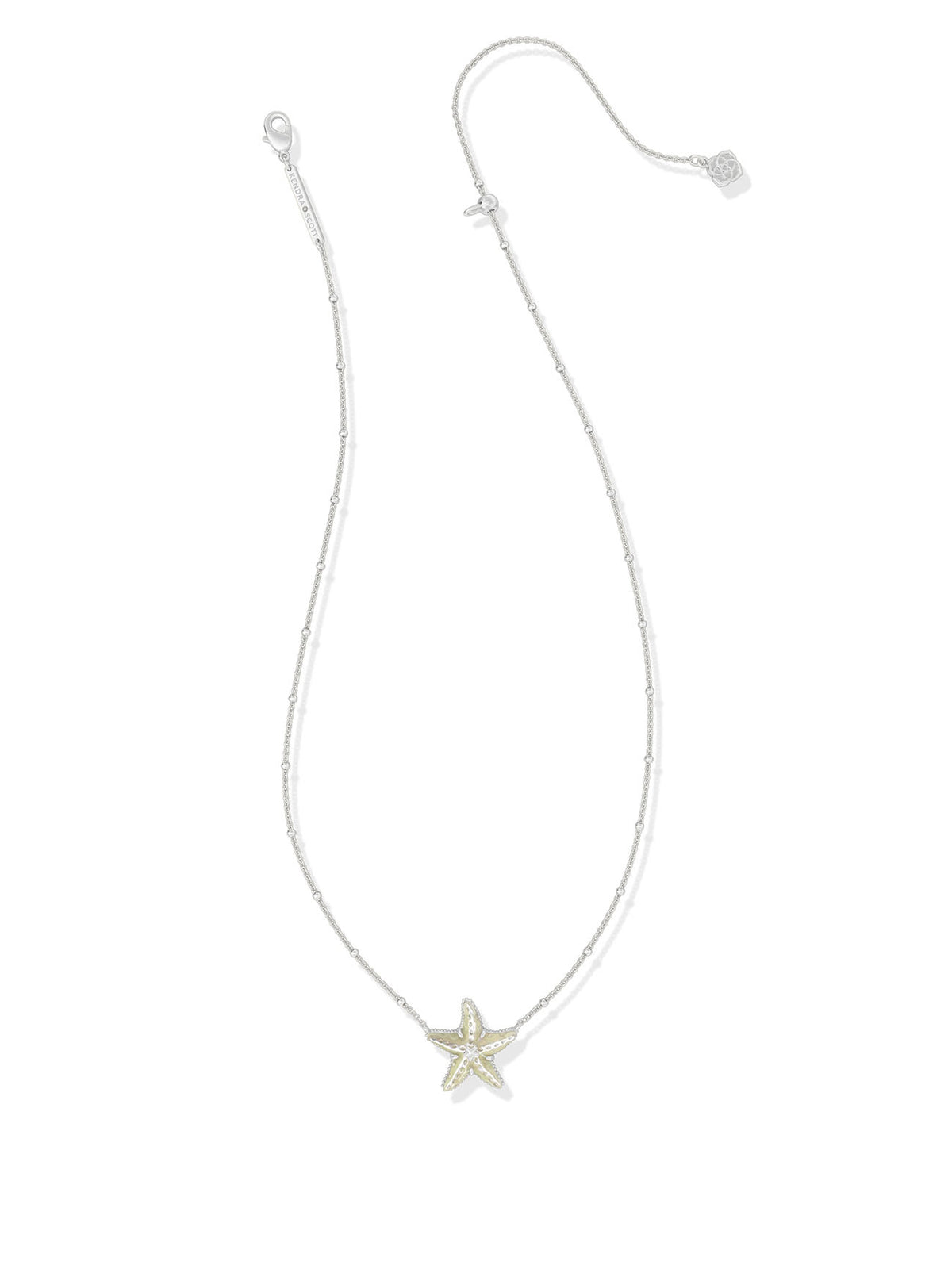 Kendra Scott Parker Starfish Silver Short Pendant Necklace in Natural Mother-of-Pearl