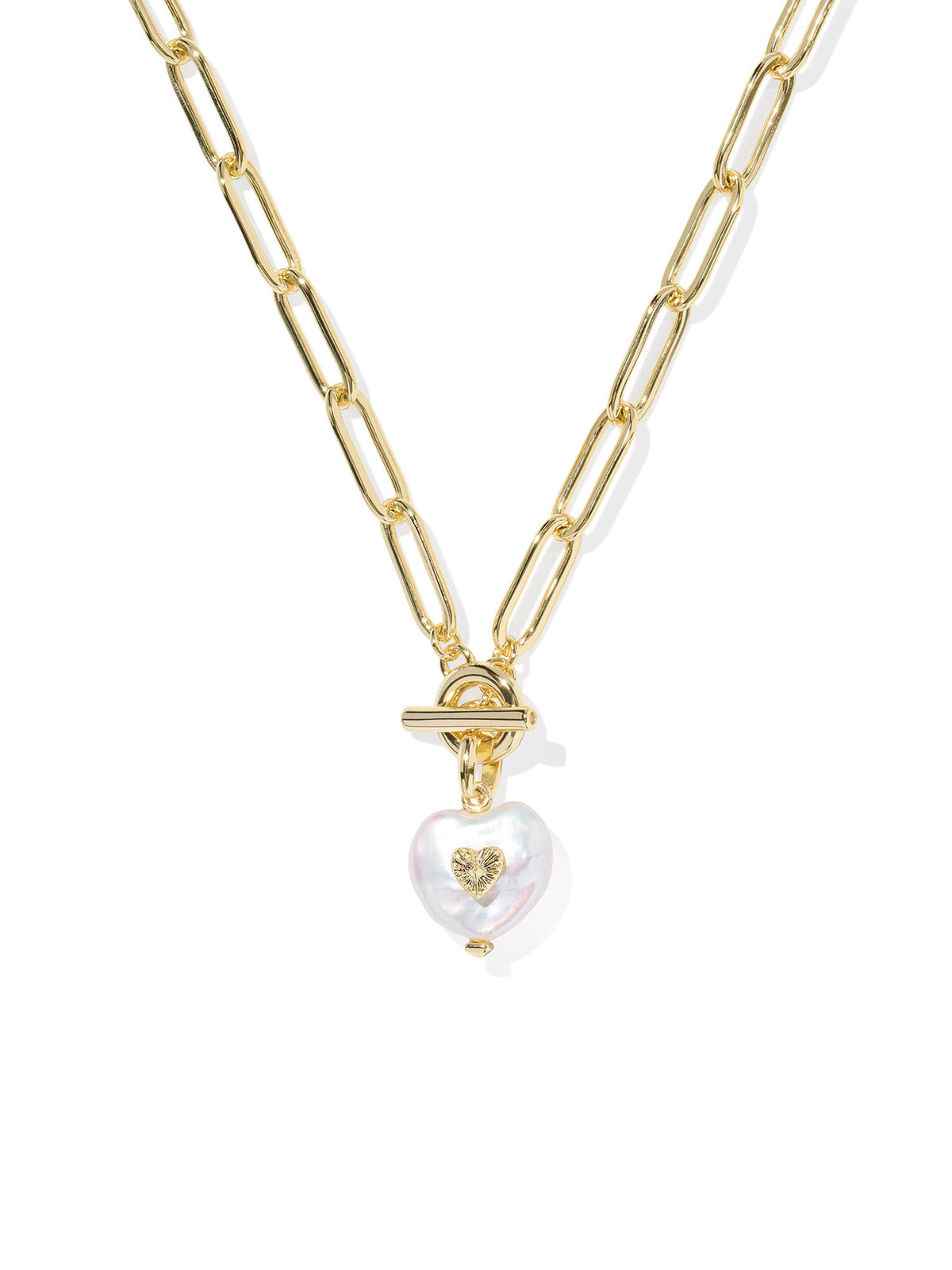 Kendra Scott Sasha Heart Link & Chain Necklace Gold Freshwater Cultured Pearl