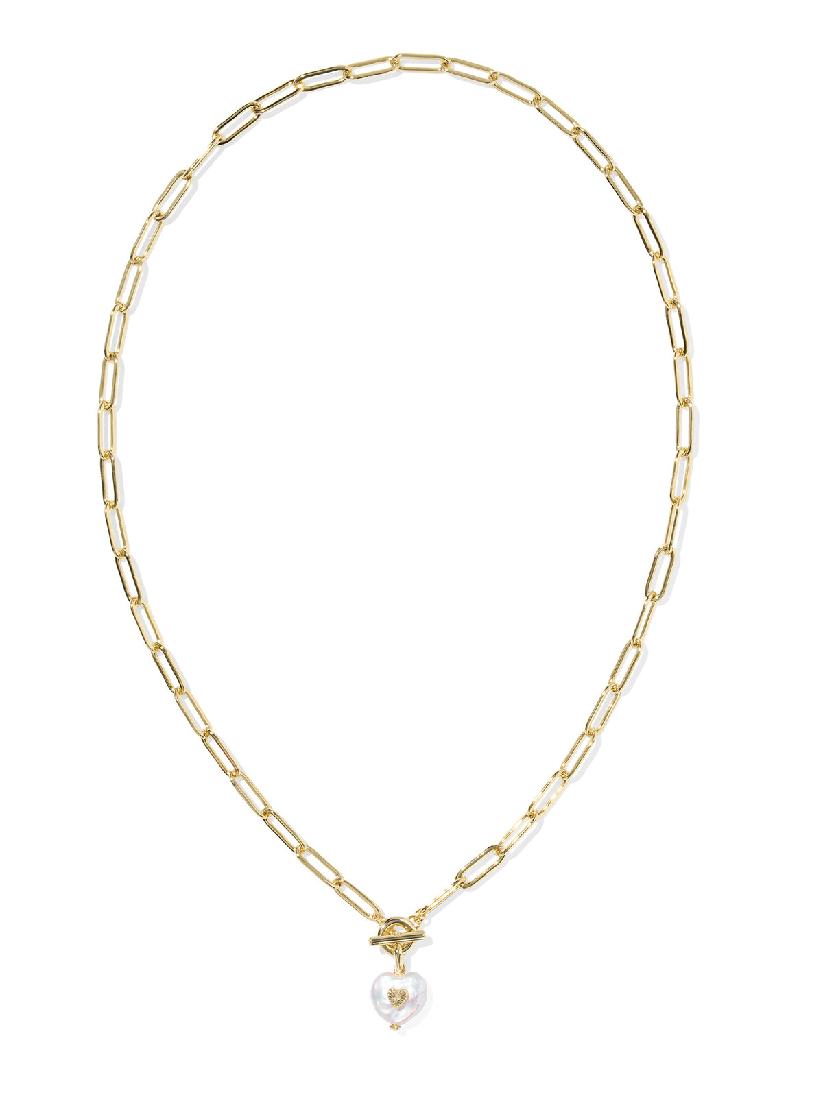 Kendra Scott Sasha Heart Link & Chain Necklace Gold Freshwater Cultured Pearl