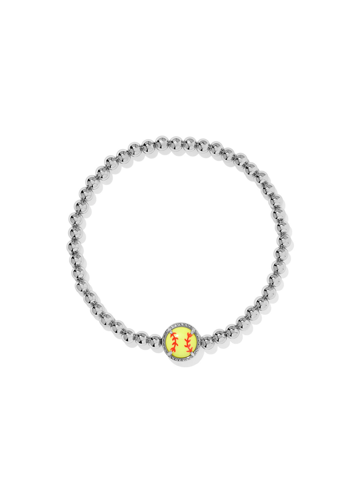Kendra Scott Softball Silver Stretch Bracelet in Chartreuse Magnesite