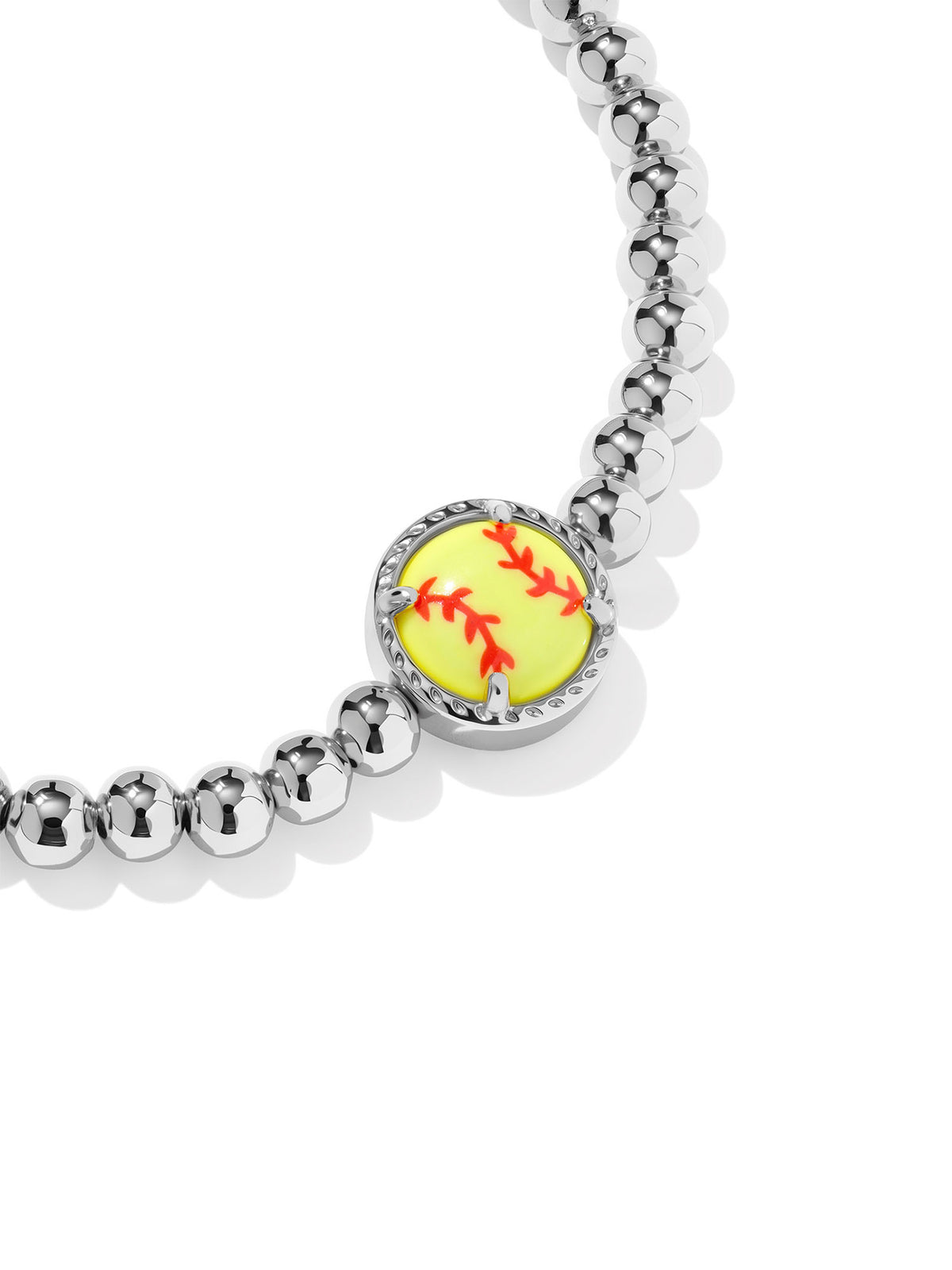 Kendra Scott Softball Silver Stretch Bracelet in Chartreuse Magnesite
